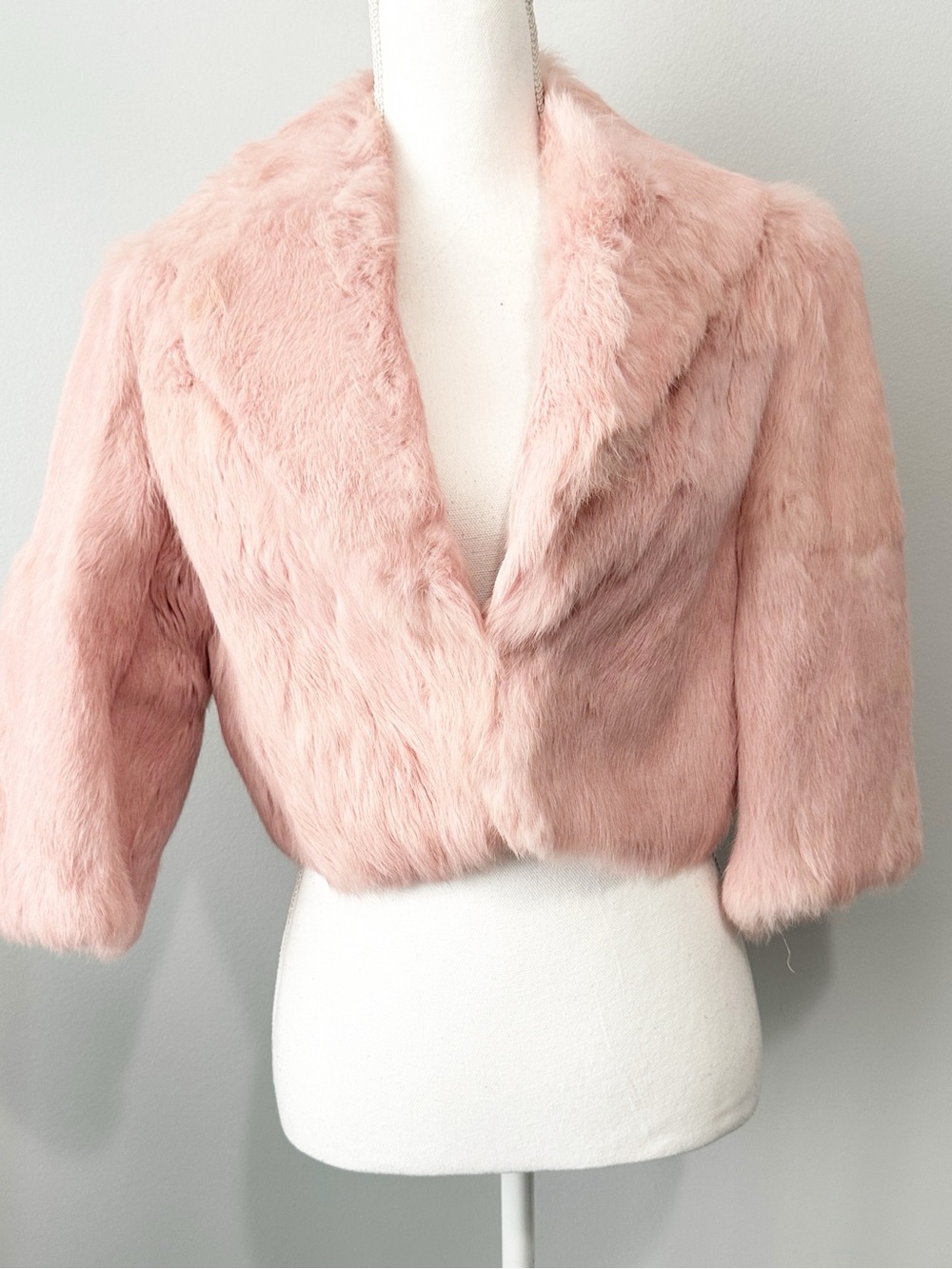 Sheri Bodell pink rabbit fur cropped jacket size large new NWT vintage